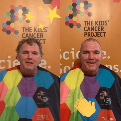 The Kids' Cancer Project CEO Owen Finegan lost his locks for the cause too.