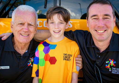 Col Reynolds OAM pictured left with Aiden and his dad Adrian Fisk