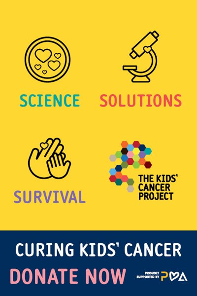 Pictured is an advertisement banner from the collaboration between TKCP and POA. A yellow background is depicted with an icon of a petri dish above the word 