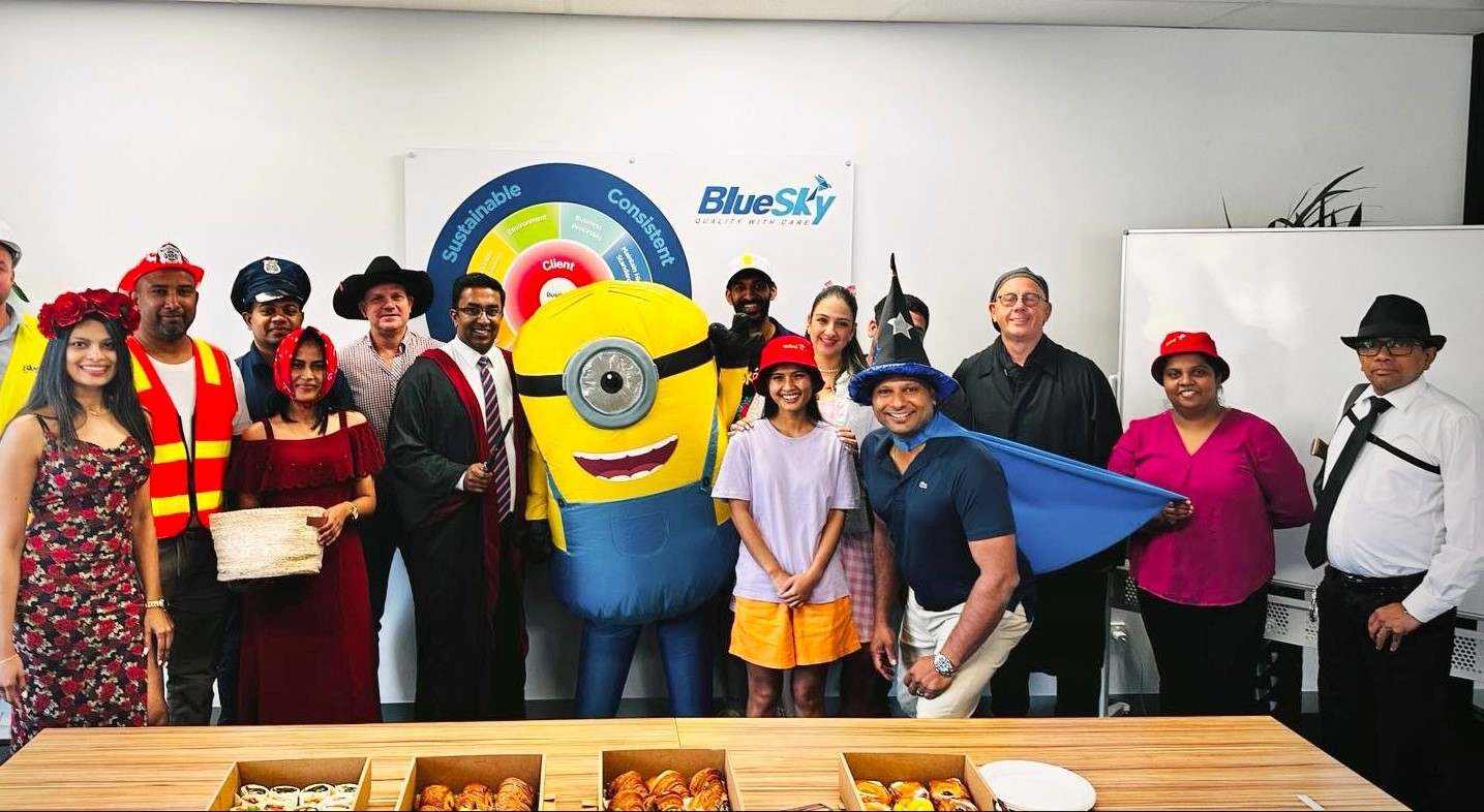 Blue Sky Services CEO channelling the inner wizard with a touch of mischief! Harry Potter meets Minions for spellbinding day at the office.